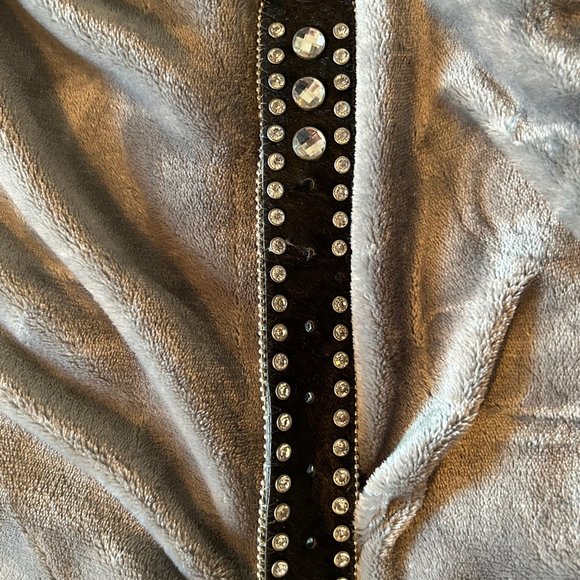 Black Leather Rhinestone Bling Belt Size L - Picture 11 of 13
